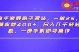 抖音手游野路子玩法，一单25，单视频收益400+，日入几千轻轻松松，一部手机即可操作【揭秘】