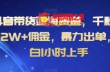 抖音带货蓝海赛道，千粉账号2W+佣金，暴力出单，小白1小时上手【揭秘】