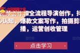 短视频创作和全流程导演创作，抖音核心认知，爆款文案写作，拍摄剪辑口播，运营创收管理