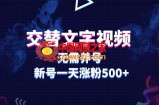 交替文字视频，无需养号，新号一天涨粉500+