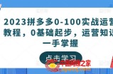 2023拼多多0-100实战运营教程，0基础起步，运营知识一手掌握
