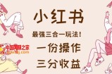 小红书最强三合一玩法，一份操作获得三份收益！【揭秘】