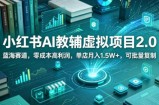 小红书AI教辅虚拟项目2.0，蓝海赛道，零成本高利润，单店月入1.5W+，可批量复制