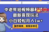 中老年短视频暴利项目最新变现玩法，小白轻松月入1w+【揭秘】