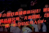 24年小游戏直播最新玩法！微恐游戏怪谈研究所，无需露脸，0粉开播，小白轻松月入5W+【揭秘】