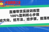 直播带货实战训练营：100%盈利核心步骤，给方向，给方法，给步骤，能落地