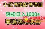 小红书绝版书项目，轻松日入1000+，靠谱落地项目【揭秘】