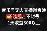 音乐号无人直播赚音浪，不违规、不封号，1天收益300+【揭秘】