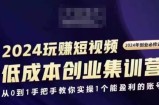2024短视频创业集训班，2024创业必修，从0到1手把手教你实操1个能盈利的账号