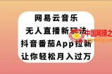 （7599期）网易音乐无人直播新模式，抖音视频西红柿APP引流，让你可以月入了万