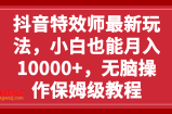 （7897期）抖音特效师全新游戏玩法，新手也可以月入10000 ，没脑子实际操作家庭保姆级实例教程