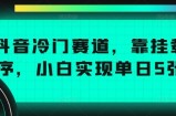 抖音冷门赛道，靠挂载小程序，小白实现单日5张收益