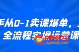 新手从0-1卖课爆单，直播全流程实操运营课