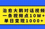 治愈大鹅对话视频，一条视频点赞 10W+，单日变现1k+【揭秘】