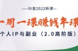 抖音2022新课：一周一课赚钱年课：个人IP与副业（2.0高阶版）