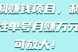 暴利赚钱项目，利用人性单号月赚万元，可放大！【视频教程】