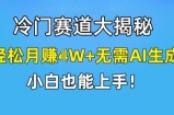 冷门赛道大揭秘，轻松月赚1W+无需AI生成，小白也能上手【揭秘】