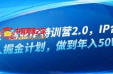 白龙·创业IP特训营2.0，IP合伙人掘金计划，做到年入50W