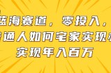 新蓝海赛道，零投入，一个普通人如何宅家办公实现年入百万