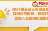 2024拼多多无货源直播带货创业密训营，新风口，普通人直播创业密训营