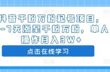 抖音千粉万粉起号项目，3-7天涨至千粉万粉，单人操作月入3W+