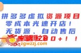 最新拼多多虚拟资源项目，零成本光速开店，无货源、自动回复，一天保底500+【揭秘】