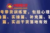 视频号带货训练营，包括心理篇、准备篇、实操篇、补充篇、答疑篇，实战干货落地有效