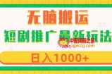 短剧推广最新玩法，六种变现方式任你选择，无脑搬运，几分钟一个作品，日入1000+【揭秘】
