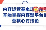 内容运营基本功：从零开始掌握内容型平台运营核心方法论