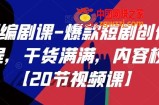 短剧编剧课-爆款短剧创作全流程，干货满满，内容权威【20节视频课】