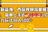 全新蓝海，西瓜视频流量掘金项目，简单上手适合0基础小白，暴力玩法日入500＋【揭秘】