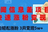 新闻信息差项目，快速涨粉变现，小白轻松涨粉，3月变现5w+