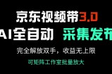 京东视频带货3.0，Ai全自动采集＋自动发布，完全解放双手，收入无上限