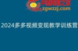 2024多多视频变现教学训练营，新手保姆级教程，适合新手小白