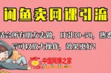 外面这份课卖698，闲鱼卖网课引流创业粉，新手也可日引50+流量【揭秘】