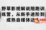 野草影视解说陪跑训练营，从新手进阶到成熟自媒体达人