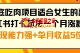 年底吃肉项目适合女生的副业小红书打卡玩法一个月涨粉6万+变现能力强+单月收益5位数【揭秘】