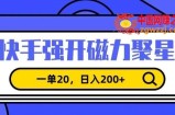 信息差赚钱项目，快手强开磁力聚星，一单20，日入200+【揭秘】