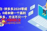 拼多多2024零成本包起，0成本做一个高利润的拼多多，方法不只一个