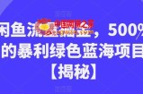 闲鱼流量掘金，500%的暴利绿色蓝海项目【揭秘】