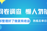 问卷调查 懒人勿扰 问卷都整理好了，做就有收益，熟练后日入300+