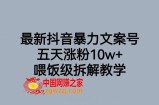 最新抖音暴力文案号，五天涨粉10w+，喂饭级拆解教学