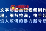 抖音文字动画类短视频制作运营全流程，细节拉满，快手起号，没人敢讲的暴力起号法