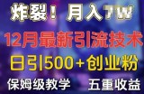 炸裂!揭秘12月最新日引流500+精准创业粉，多重收益保姆级教学
