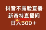 不露脸挂机直播，新奇特直播间，日入500+【揭秘】