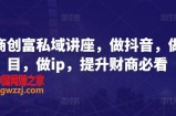 财商创富私域讲座，做抖音，做项目，做ip，提升财商必看