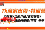 Tk商家出海·特训营：ID注册/功能介绍/定位账号/爆款视频/直播间搭建/带货