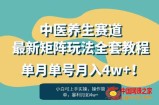 暴利赛道中医养生赛道最新矩阵玩法，单月单号月入4w+！【揭秘】