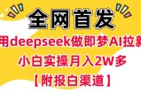 用deepseek做即梦Ai拉新 小白实操月入过W+【附报白渠道】