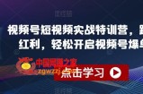 视频号短视频实战特训营，踩准风口红利，轻松开启视频号爆单之路